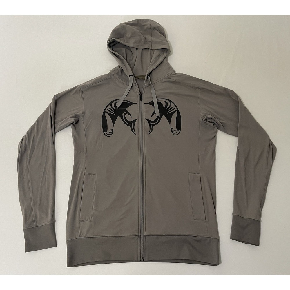KUIU Gray Ram Horn Graphic Full Zip Hoodie Mens Large Active Outdoor Performance